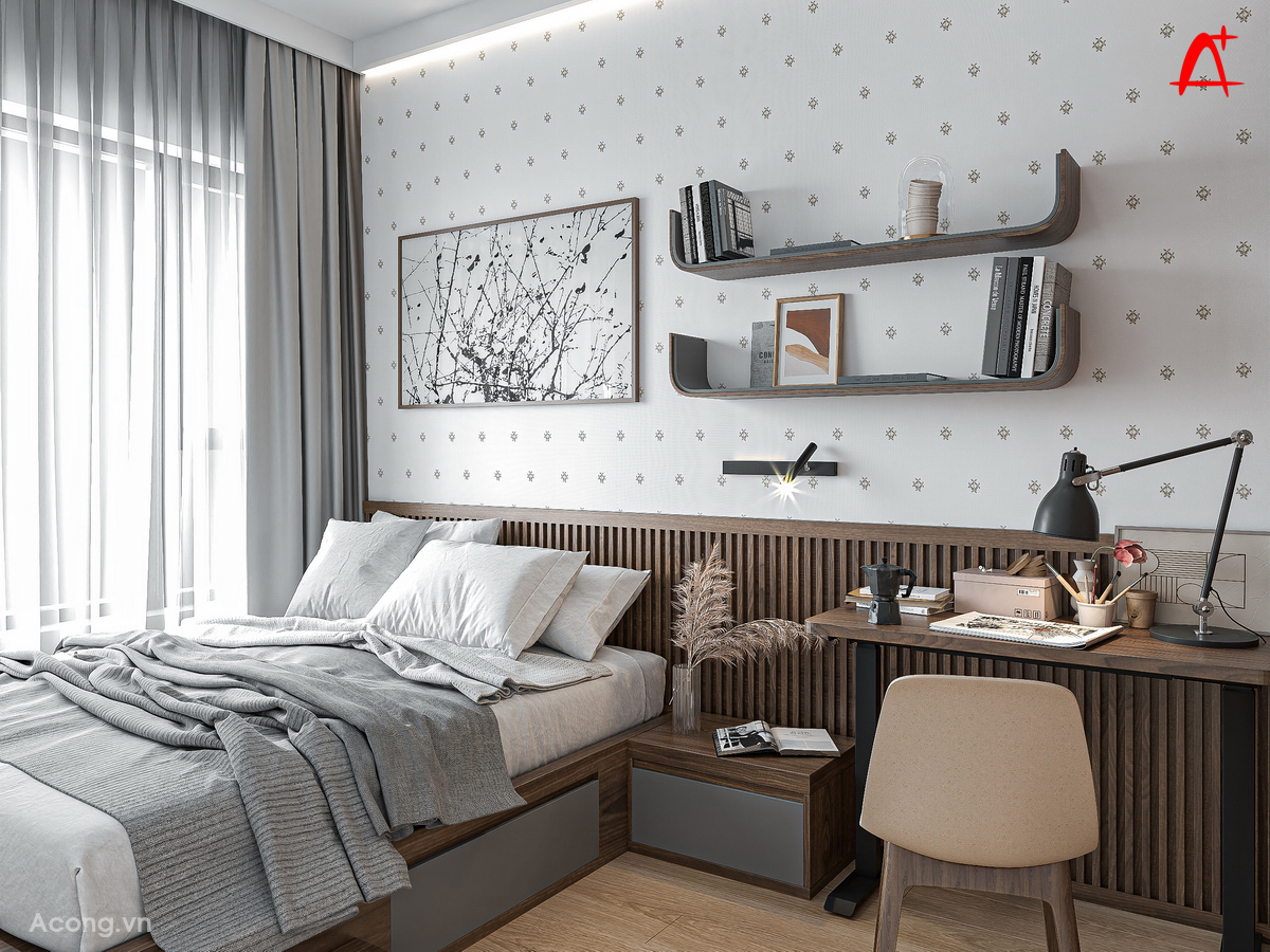 Thiết kế nội thất phòng ngủ con trai, phong cách hiện đại trẻ trung hơn: